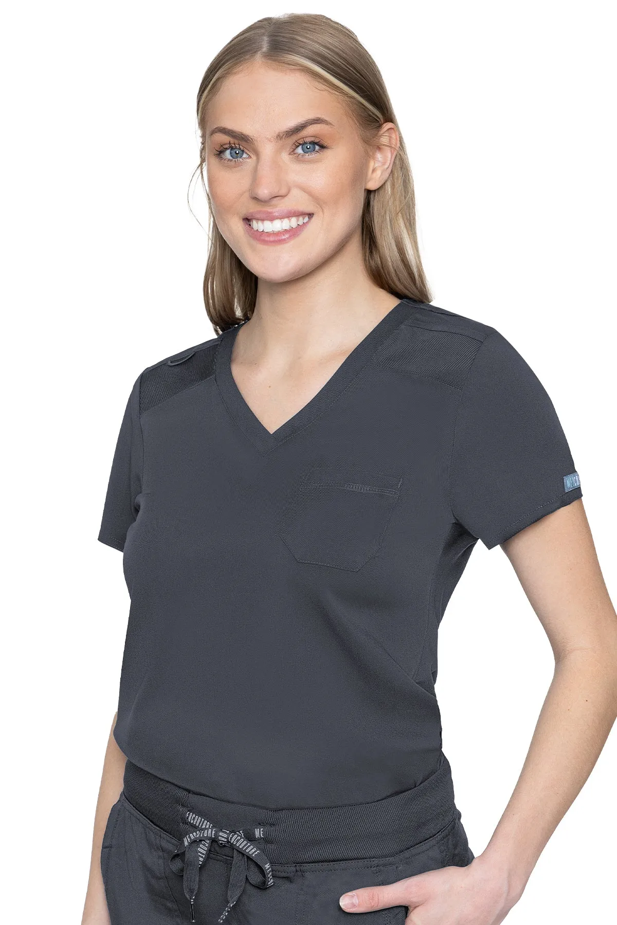 TOUCH V-NECK ONE POCKET WOMENS TOP