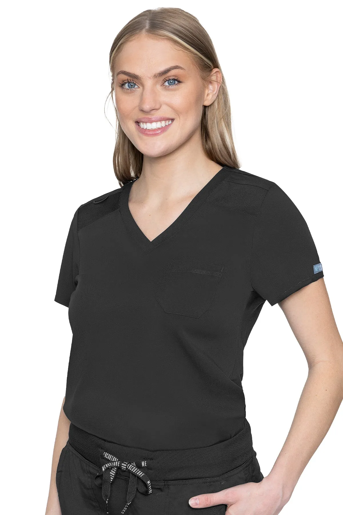 TOUCH V-NECK ONE POCKET WOMENS TOP