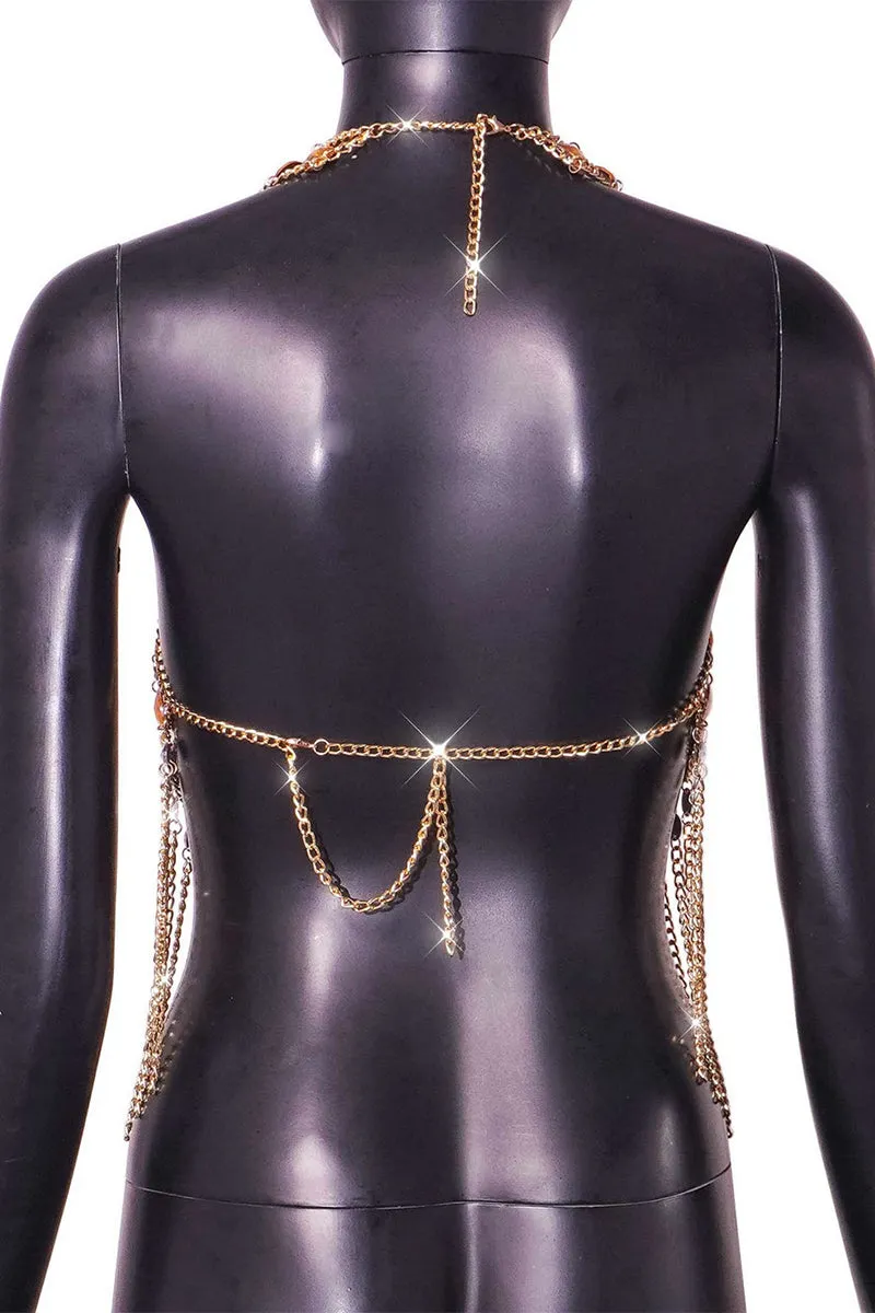 TQ3548 Gems Fringe Chain Top