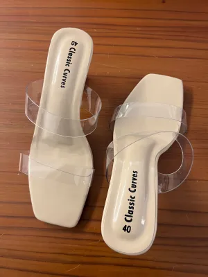 Transparent Glass Heels - Cream