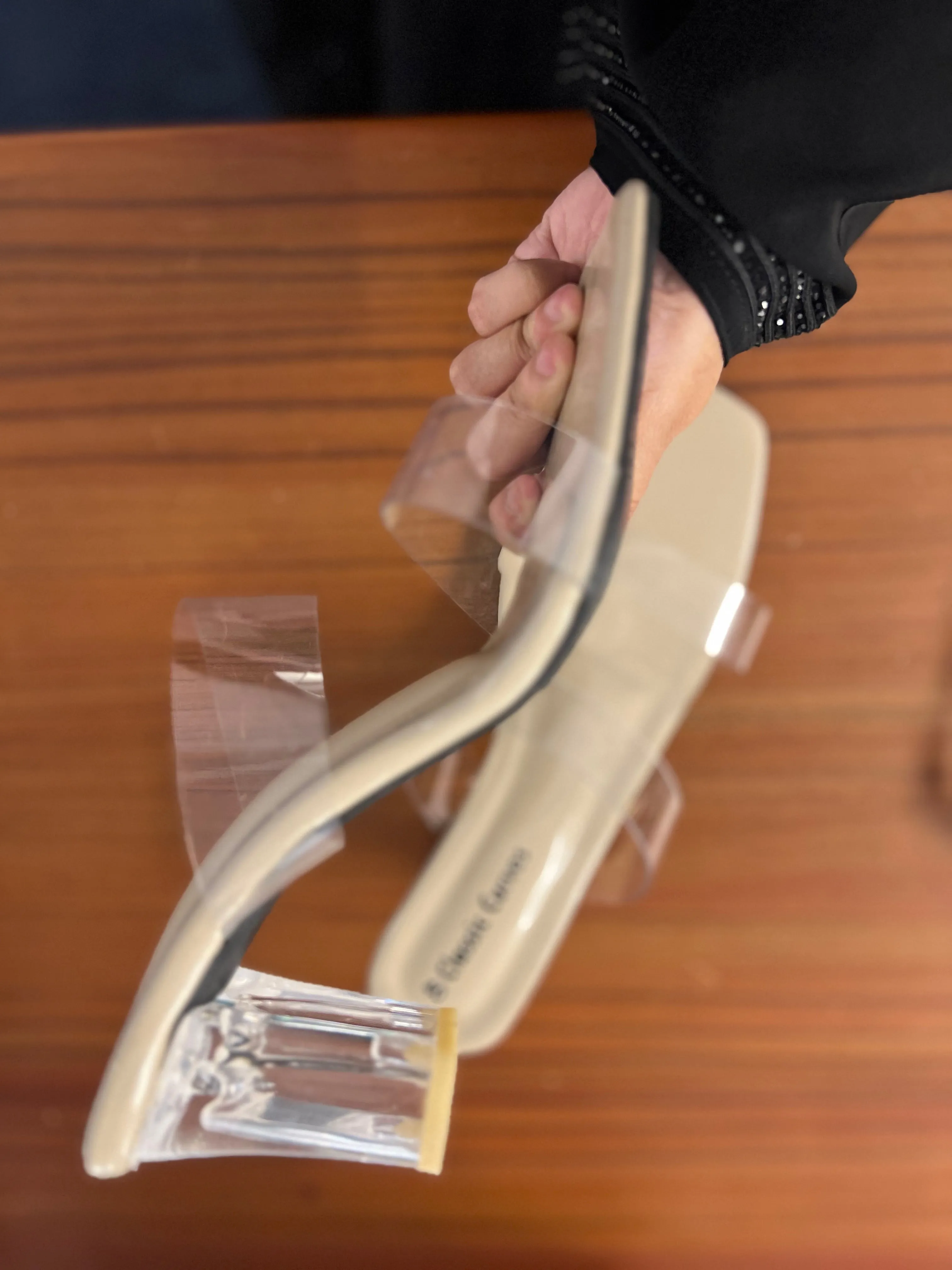 Transparent Glass Heels - Cream