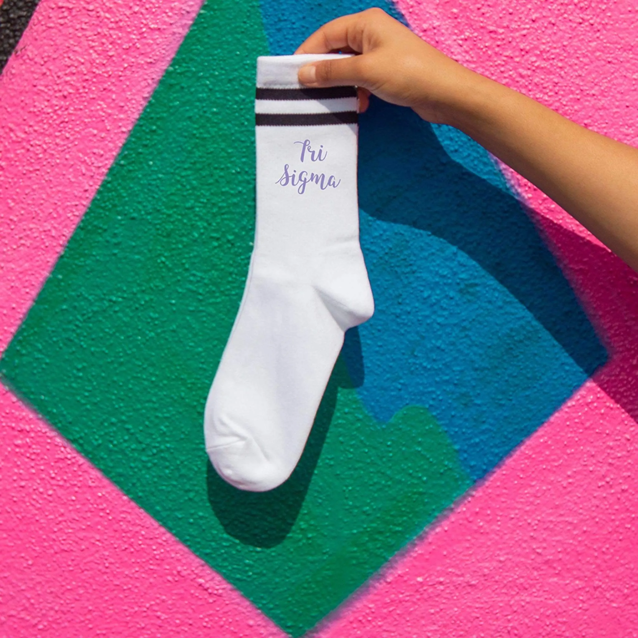 TRI SIGMA Striped SororityCrew Socks