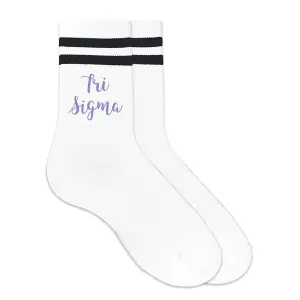 TRI SIGMA Striped SororityCrew Socks
