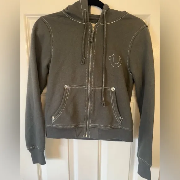True Religion Big T Classic Zip Hoodie Green Size Small