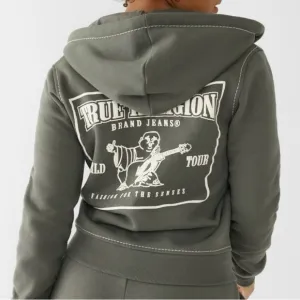 True Religion Big T Classic Zip Hoodie Green Size Small