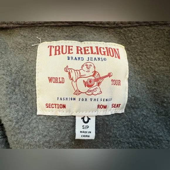 True Religion Big T Classic Zip Hoodie Green Size Small
