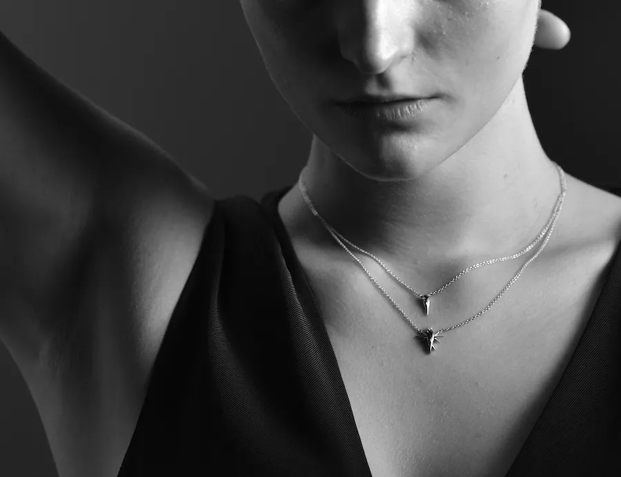 Tsavorite & Diamond Bird Necklace-White Gold