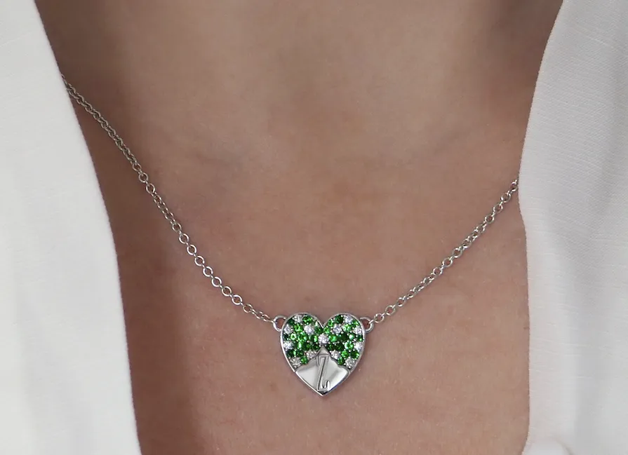 Tsavorite And Diamond Heart-Shape Necklace - Initial 'Z'
