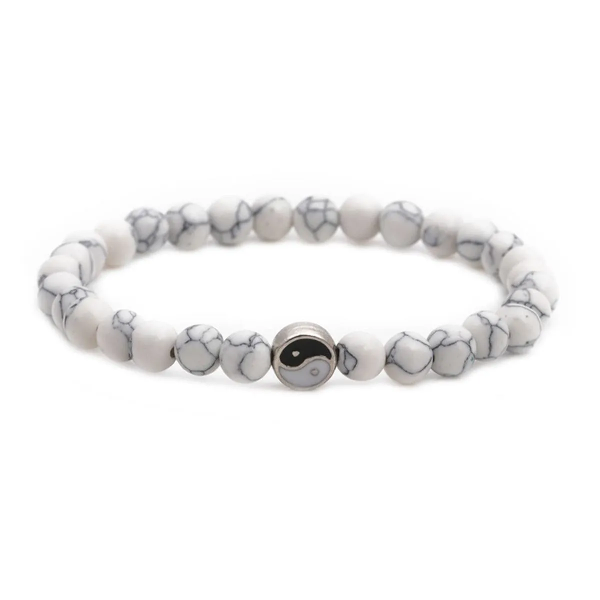 Turquoise & White Yin-Yang Stretch Bracelet