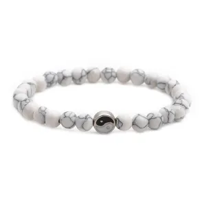 Turquoise & White Yin-Yang Stretch Bracelet