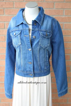 Turquoise Haven | Medium Wash Denim Jacket