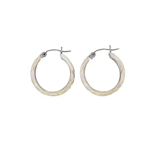 Two-Tone 14K Gold Round Hoop Earrings