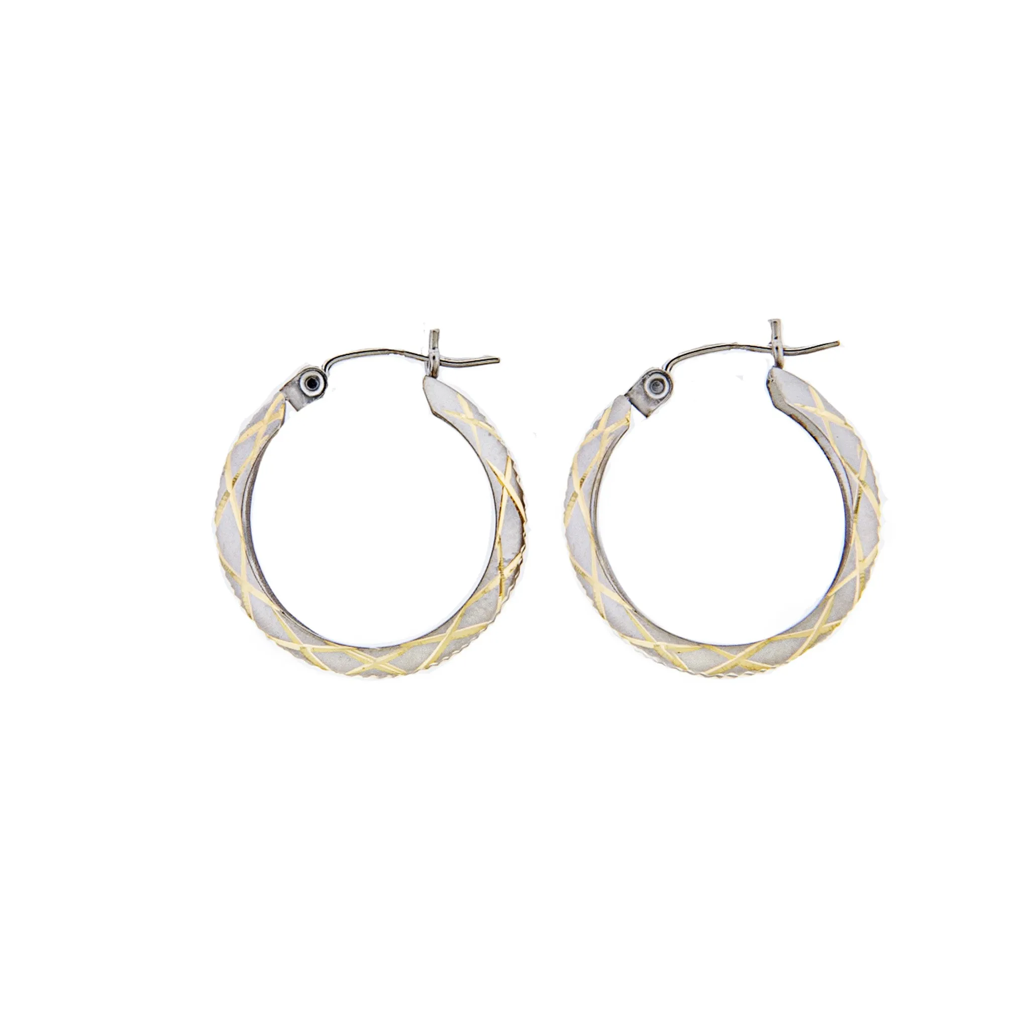 Two-Tone 14K Gold Round Hoop Earrings