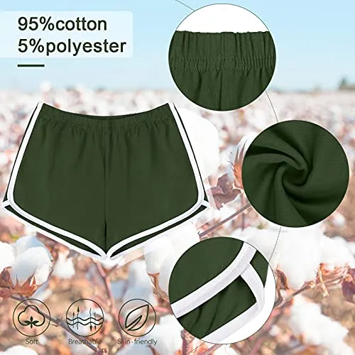 URATOT 5 Pack Women's Cotton Yoga Dance Short Pants Sport Shorts Summer Athletic Cycling Hiking Sports Shorts