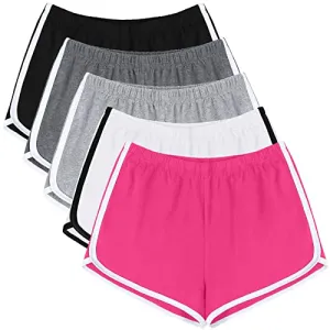 URATOT 5 Pack Women's Cotton Yoga Dance Short Pants Sport Shorts Summer Athletic Cycling Hiking Sports Shorts