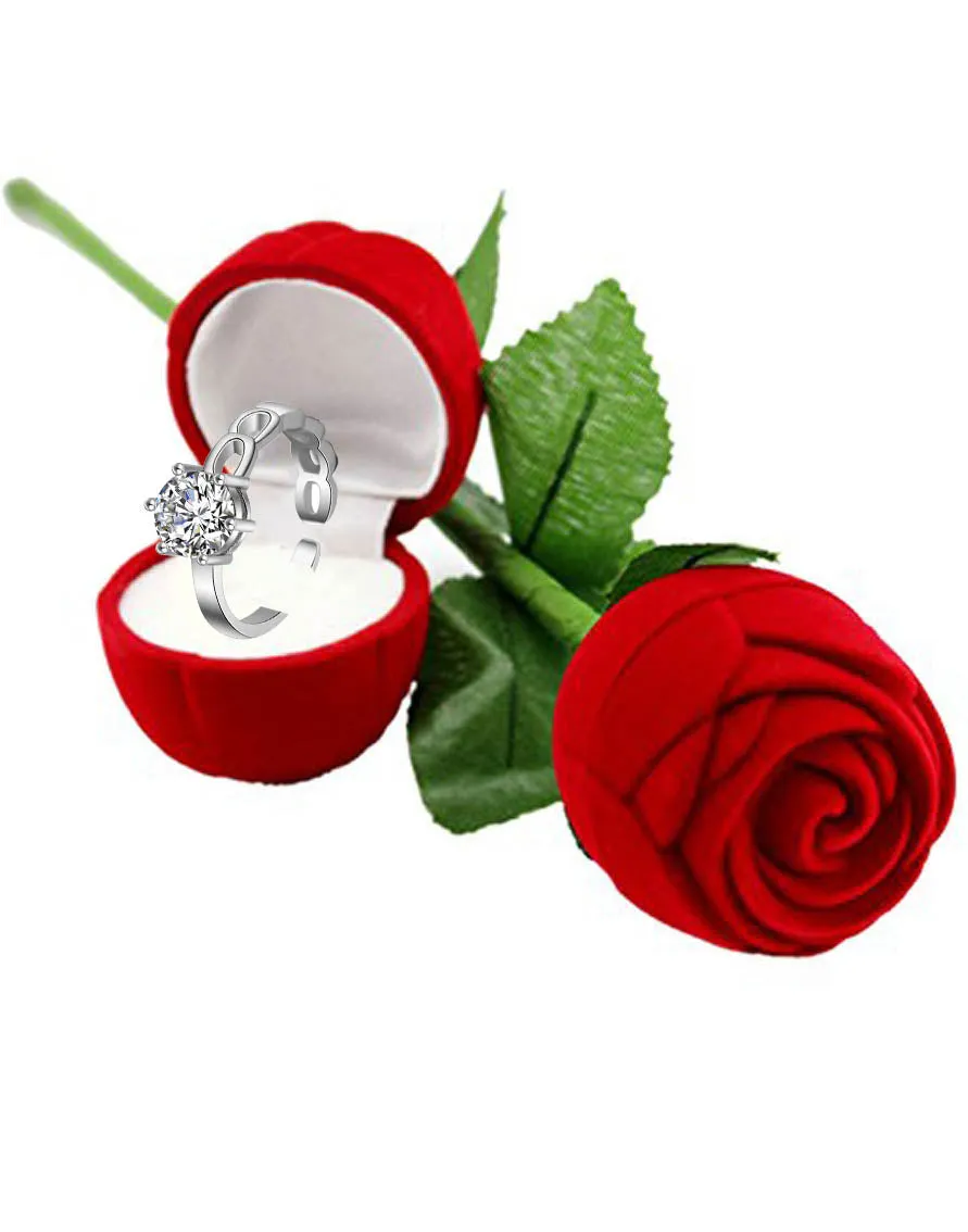 Valentine Gift By Karatcart Platinum Plated Elegant Adjustable Ring For Women
