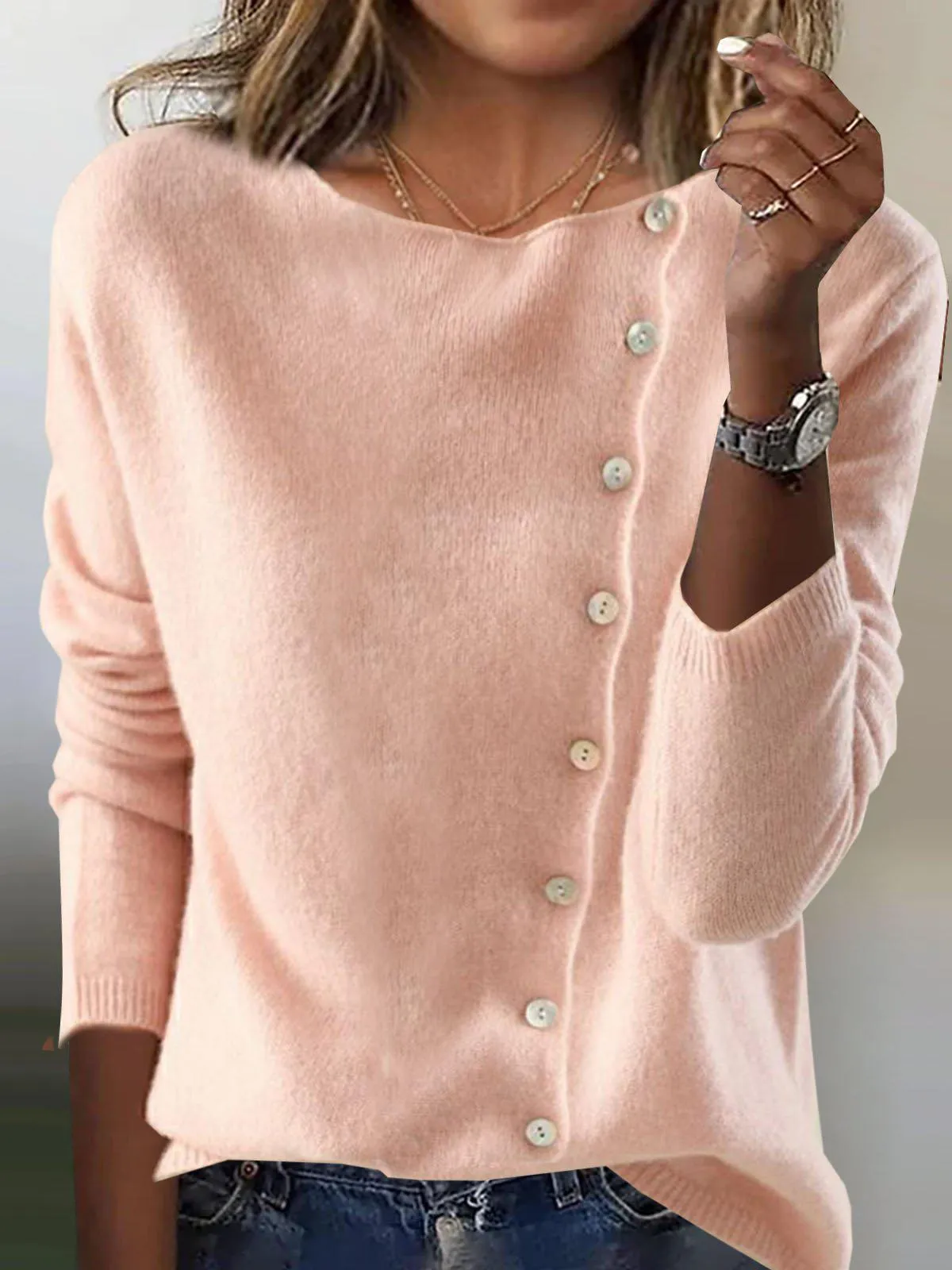 Valeria® | Simple, pink long-sleeved shirt