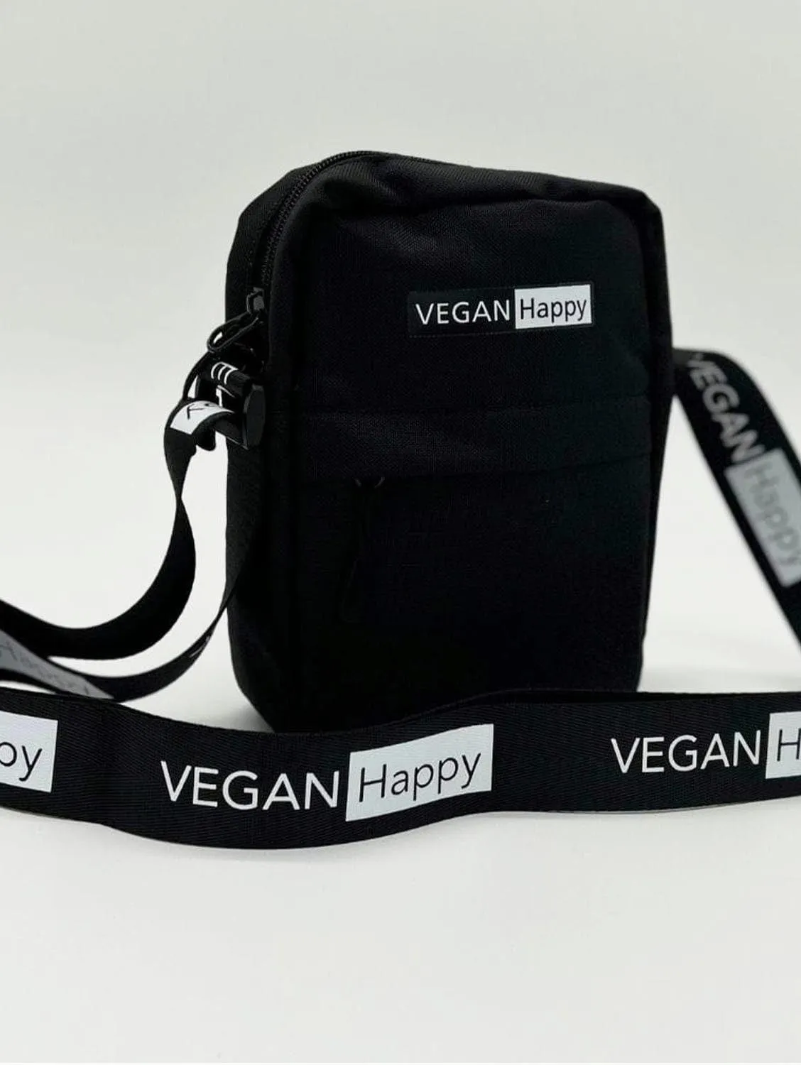 Vegan Happy Logo Mini Reporter Bag | Black