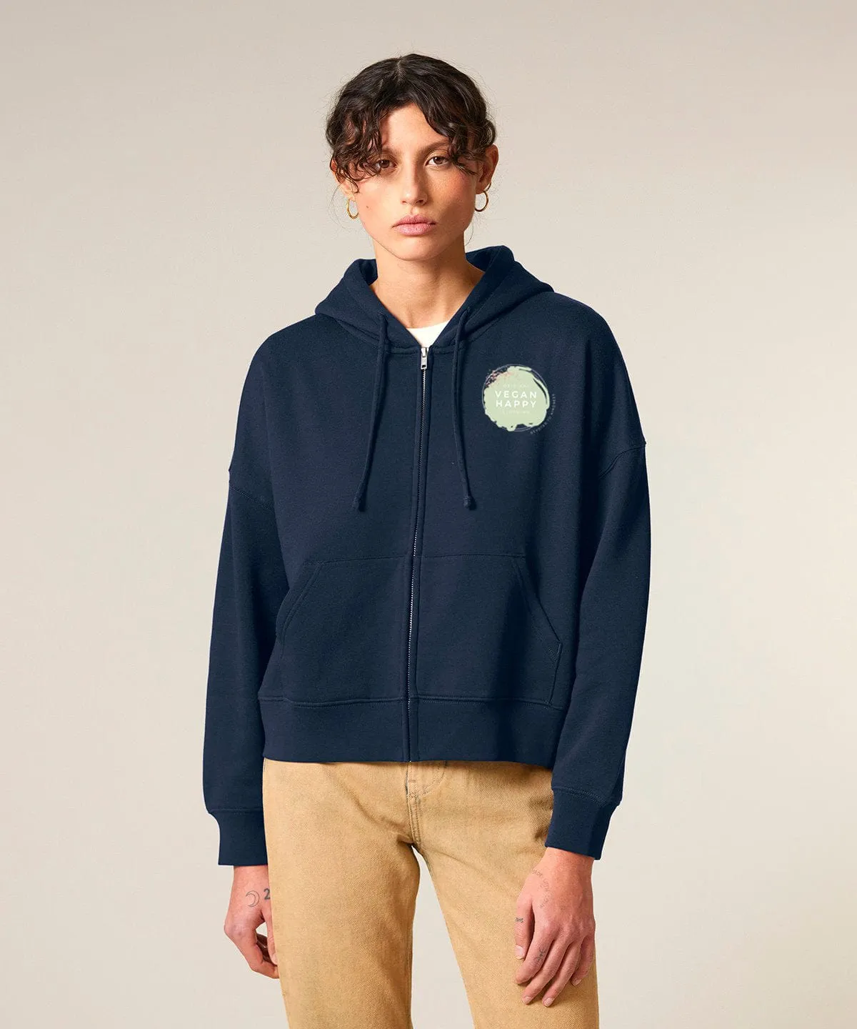 Vegan Women's Stella Ida New Original Vegan Happy Zipped Sweatshirt | Multiple Colours