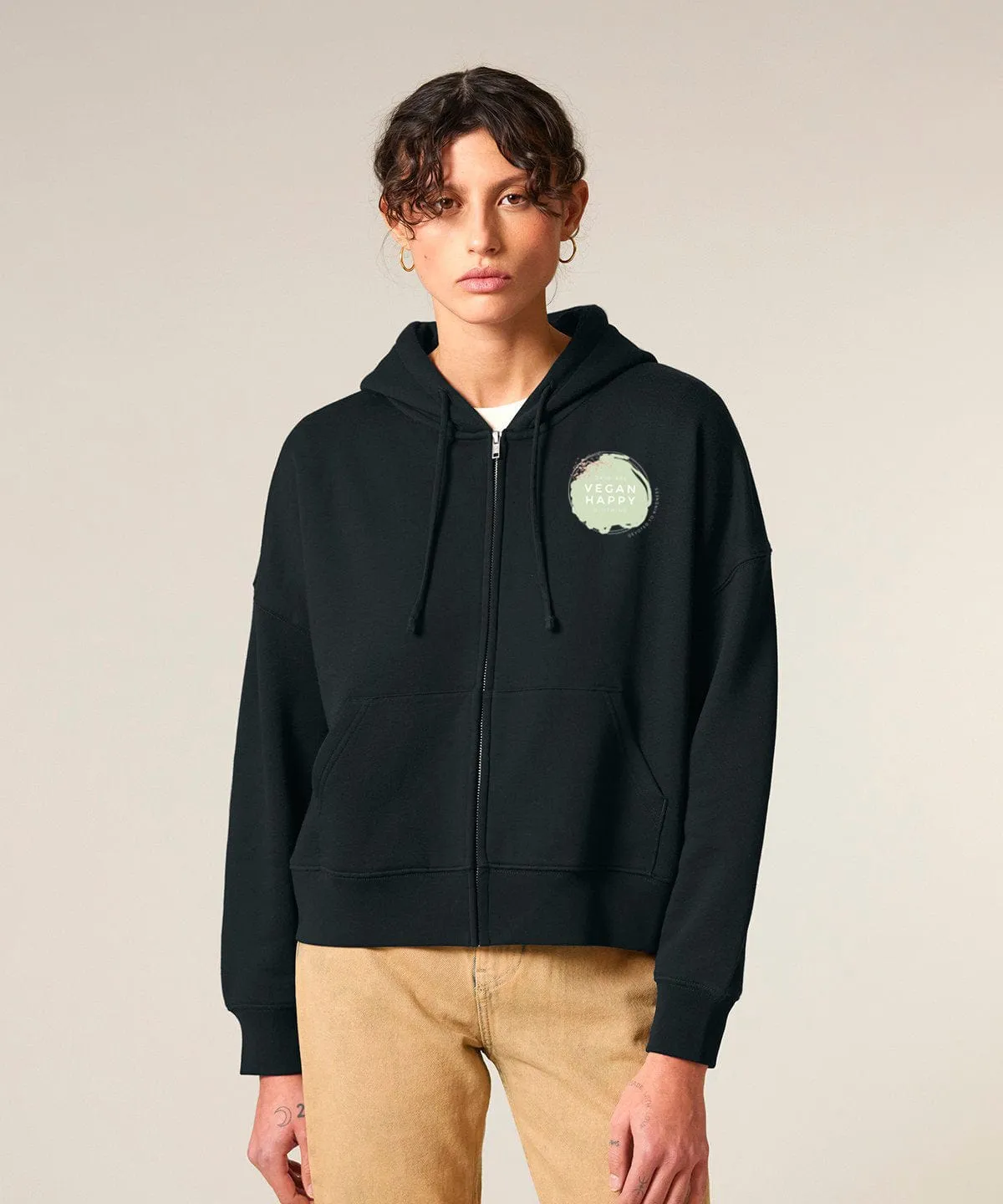 Vegan Women's Stella Ida New Original Vegan Happy Zipped Sweatshirt | Multiple Colours