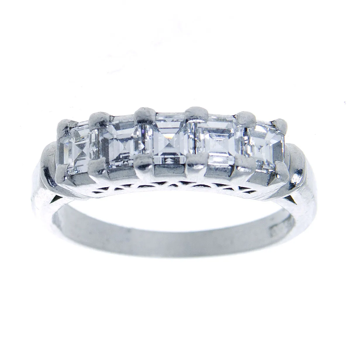 Vintage 1.15ct Emerald Cut Diamond Anniversary Band