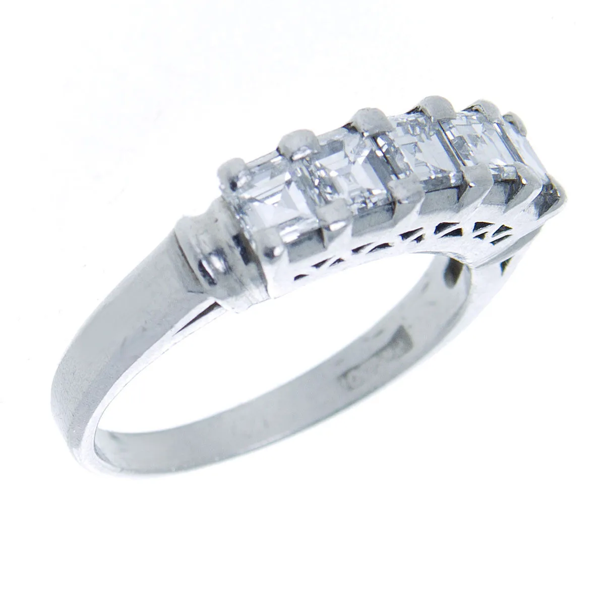 Vintage 1.15ct Emerald Cut Diamond Anniversary Band
