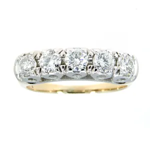Vintage 1.50ct 5 Stone Diamond Anniversary Band