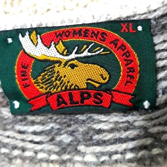 Vintage ALPS Fine women's Apparel pure wool Long-Sleeve button cardigan size XL