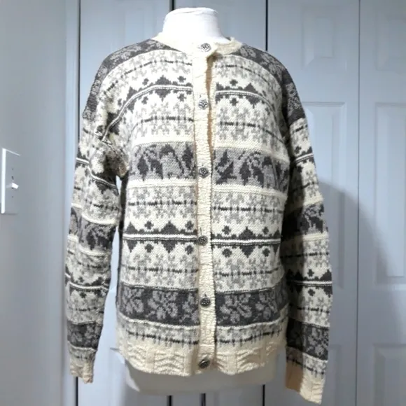 Vintage ALPS Fine women's Apparel pure wool Long-Sleeve button cardigan size XL