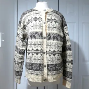 Vintage ALPS Fine women's Apparel pure wool Long-Sleeve button cardigan size XL