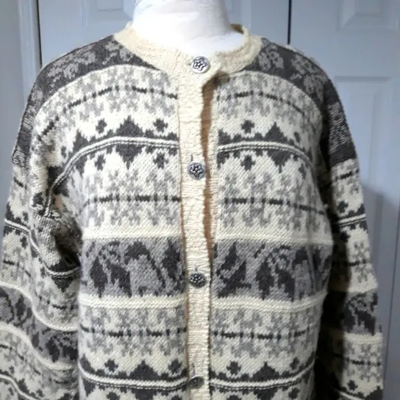 Vintage ALPS Fine women's Apparel pure wool Long-Sleeve button cardigan size XL