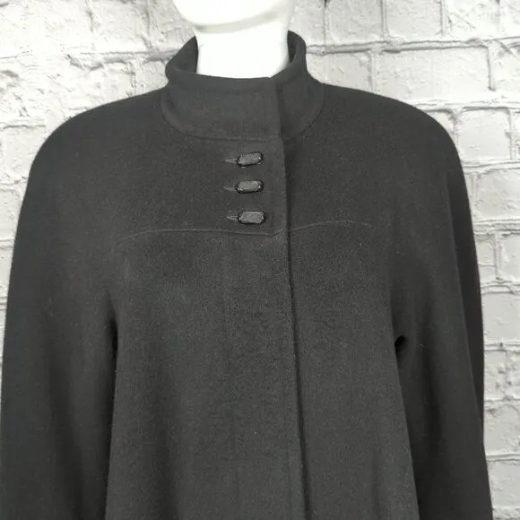 Vintage Burt Newman Neiman Marcus Wool Black Overcoat, Women's Size 10P