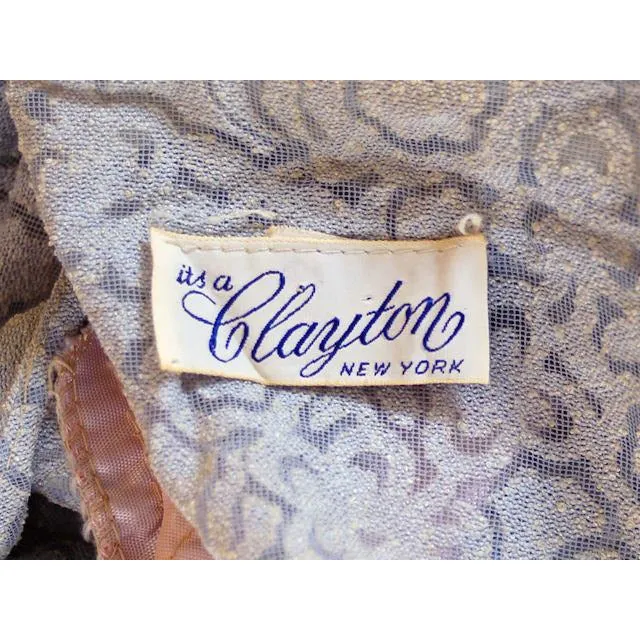 Vintage Pale Blue Sheer Day Dress Clayton 1950s Med