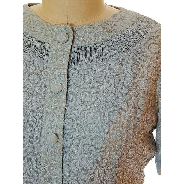 Vintage Pale Blue Sheer Day Dress Clayton 1950s Med