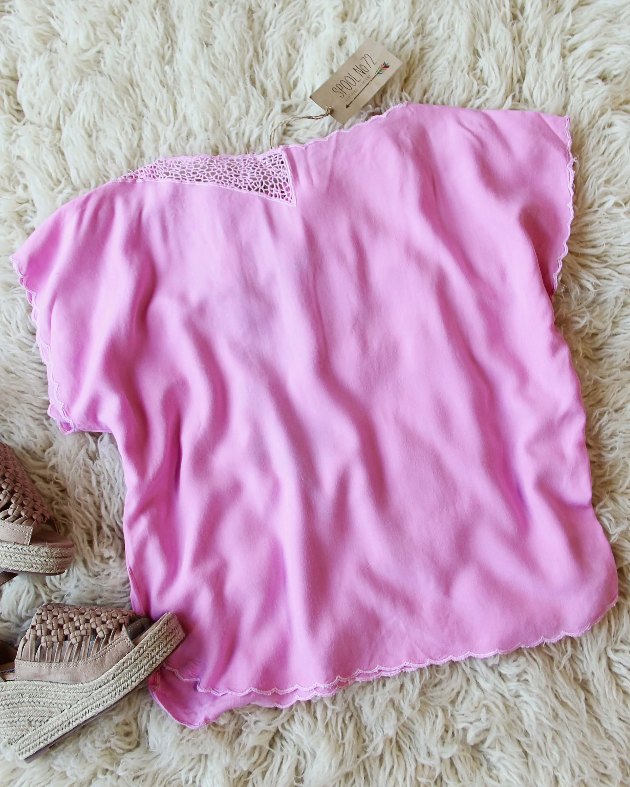 Vintage Pink Mexican Embroidered Top