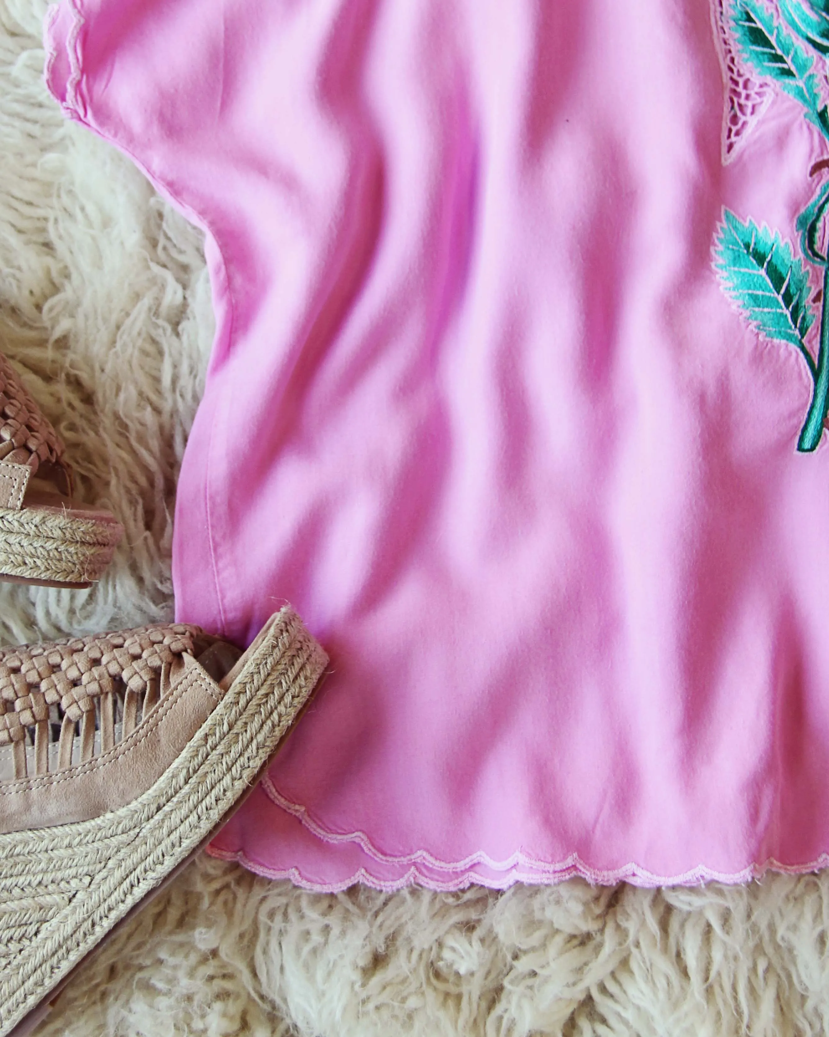 Vintage Pink Mexican Embroidered Top