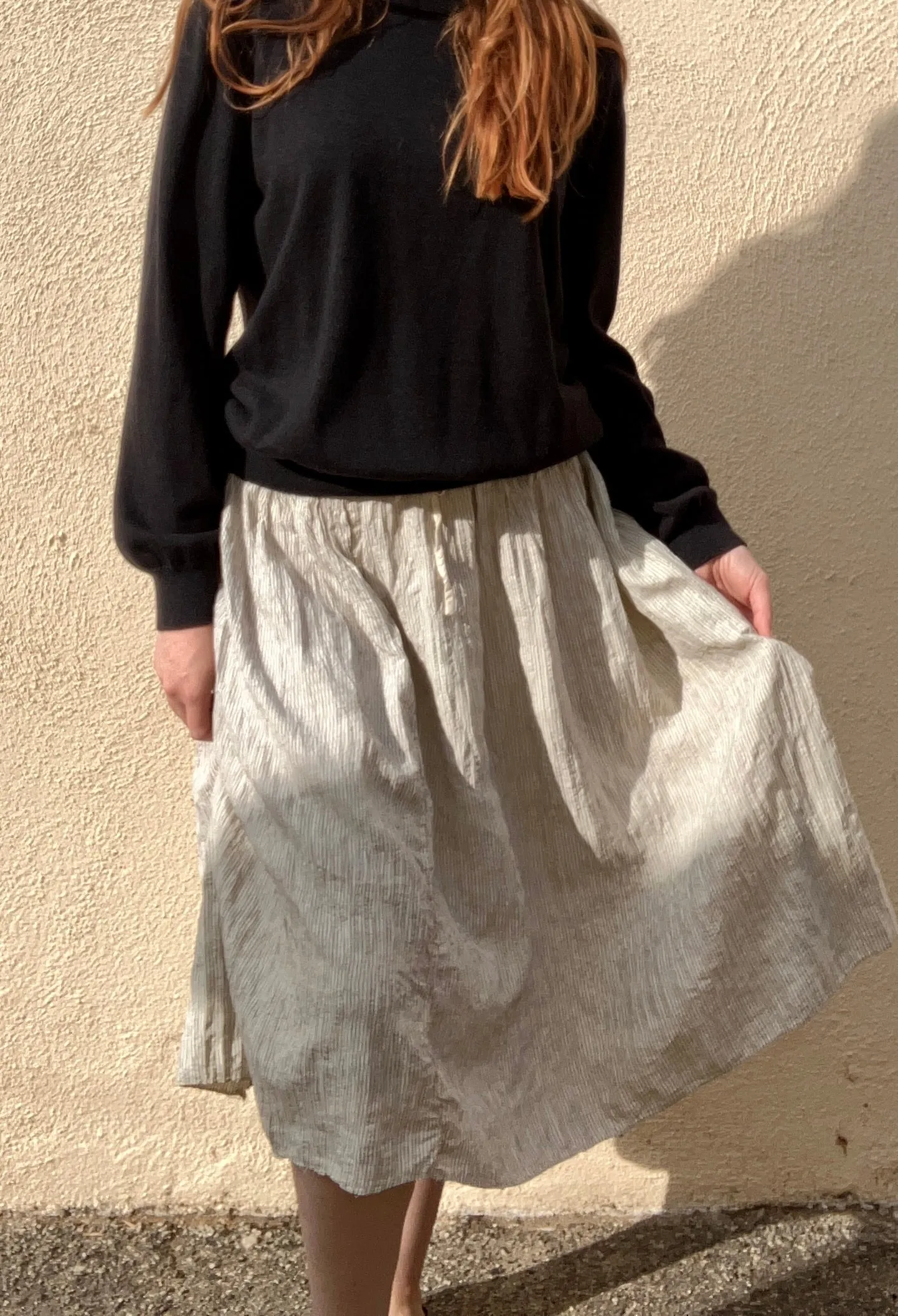 Vintage Shinawatra Black & White Silk Skirt
