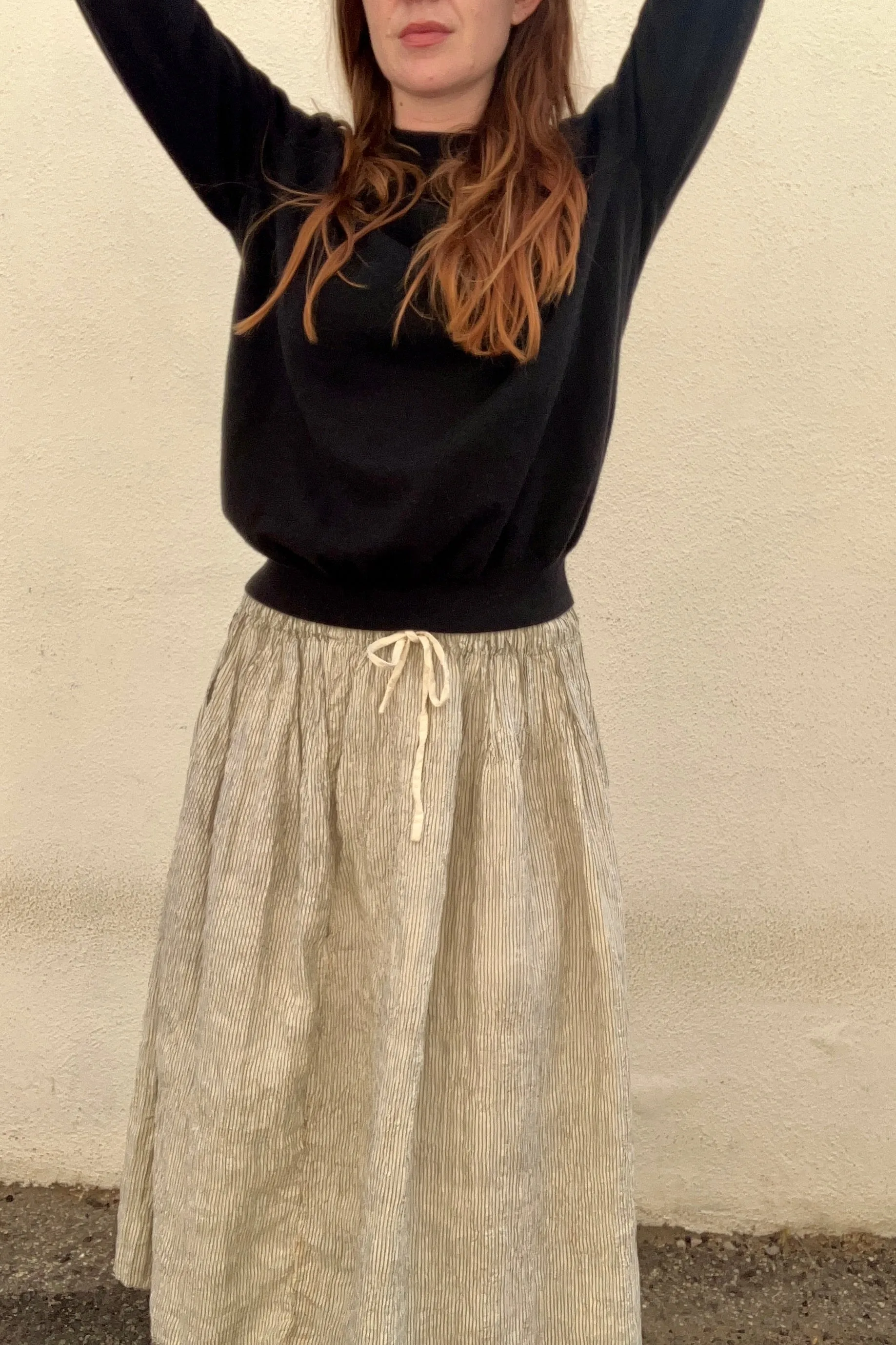 Vintage Shinawatra Black & White Silk Skirt