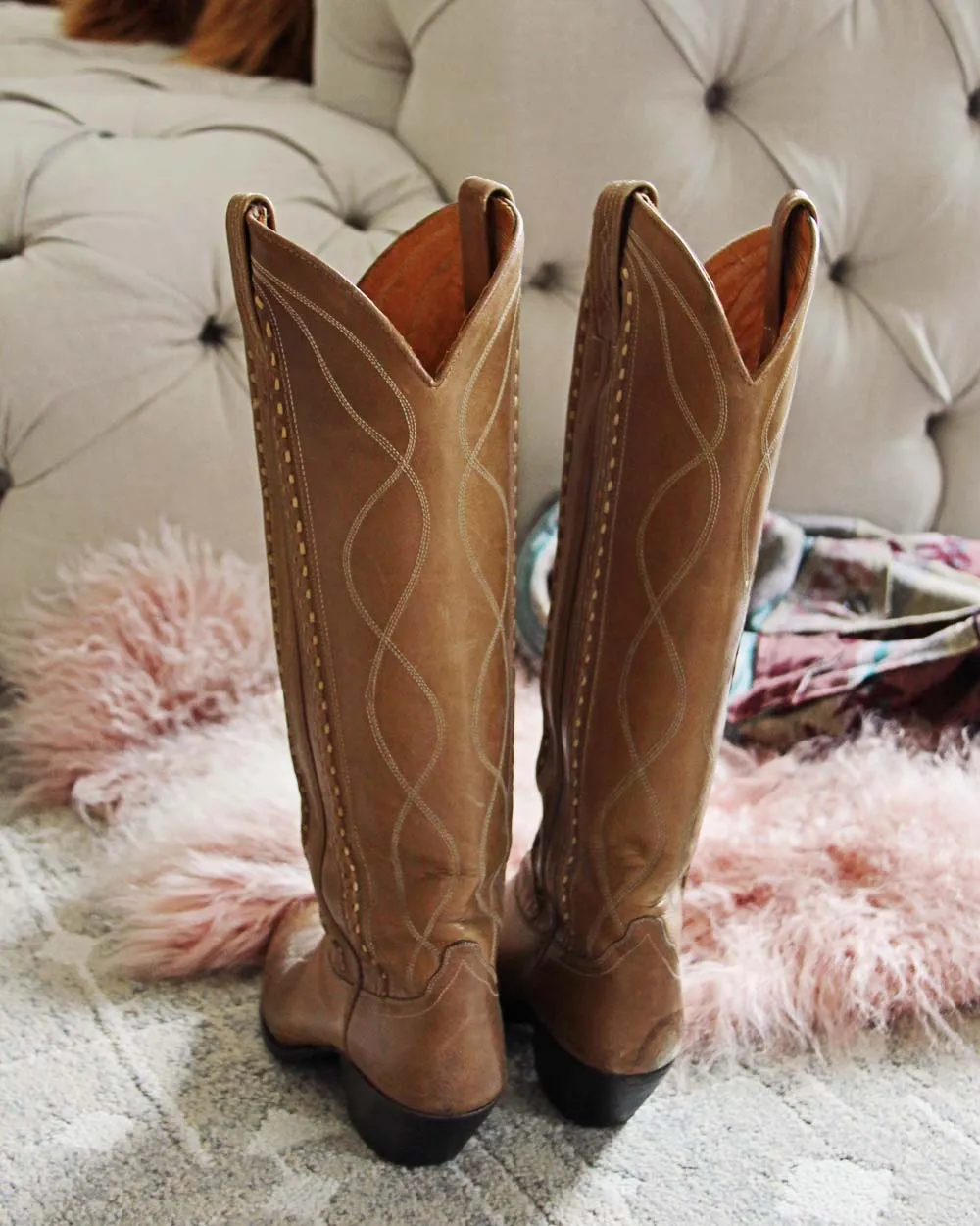 Vintage Taupe Stitch Boots