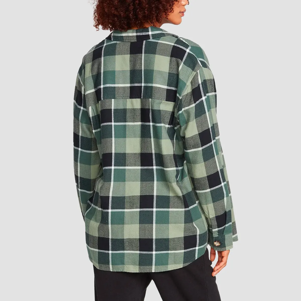 Volcom Oversize Me Earth Tripper Longsleeve Over-Shirt Dark Pine - Womens