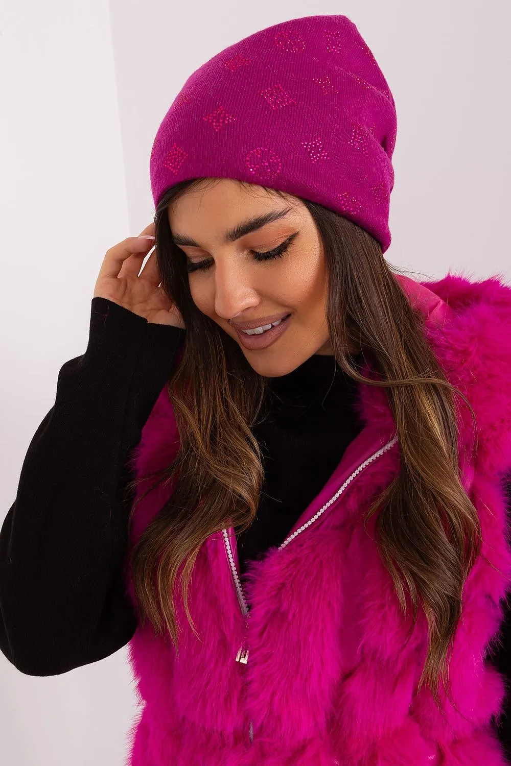 Warm winter beanie hat with cashmere