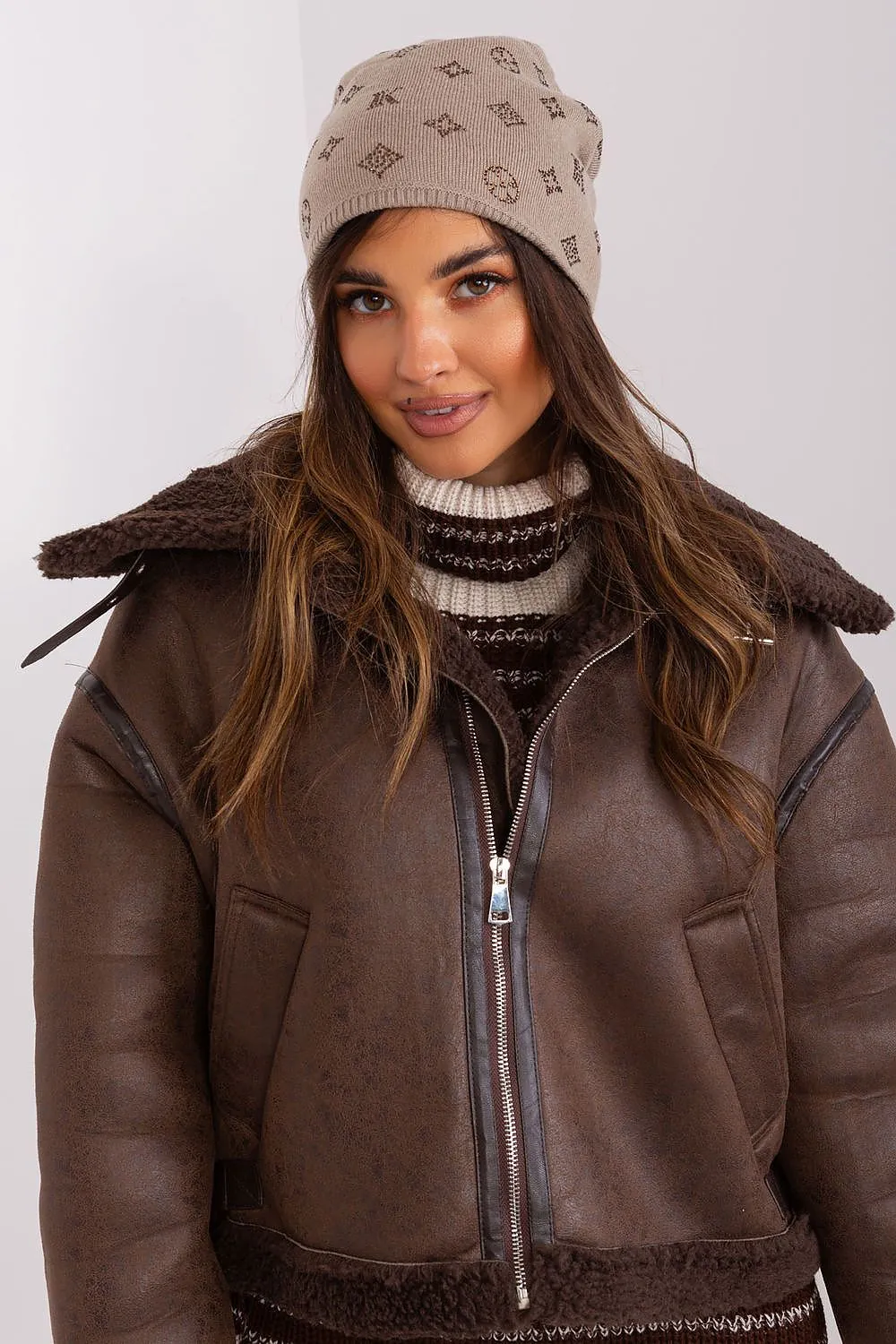 Warm winter beanie hat with cashmere