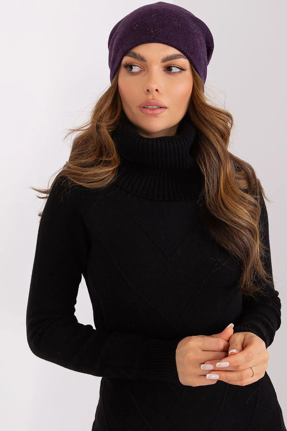 Warm winter beanie hat with cashmere