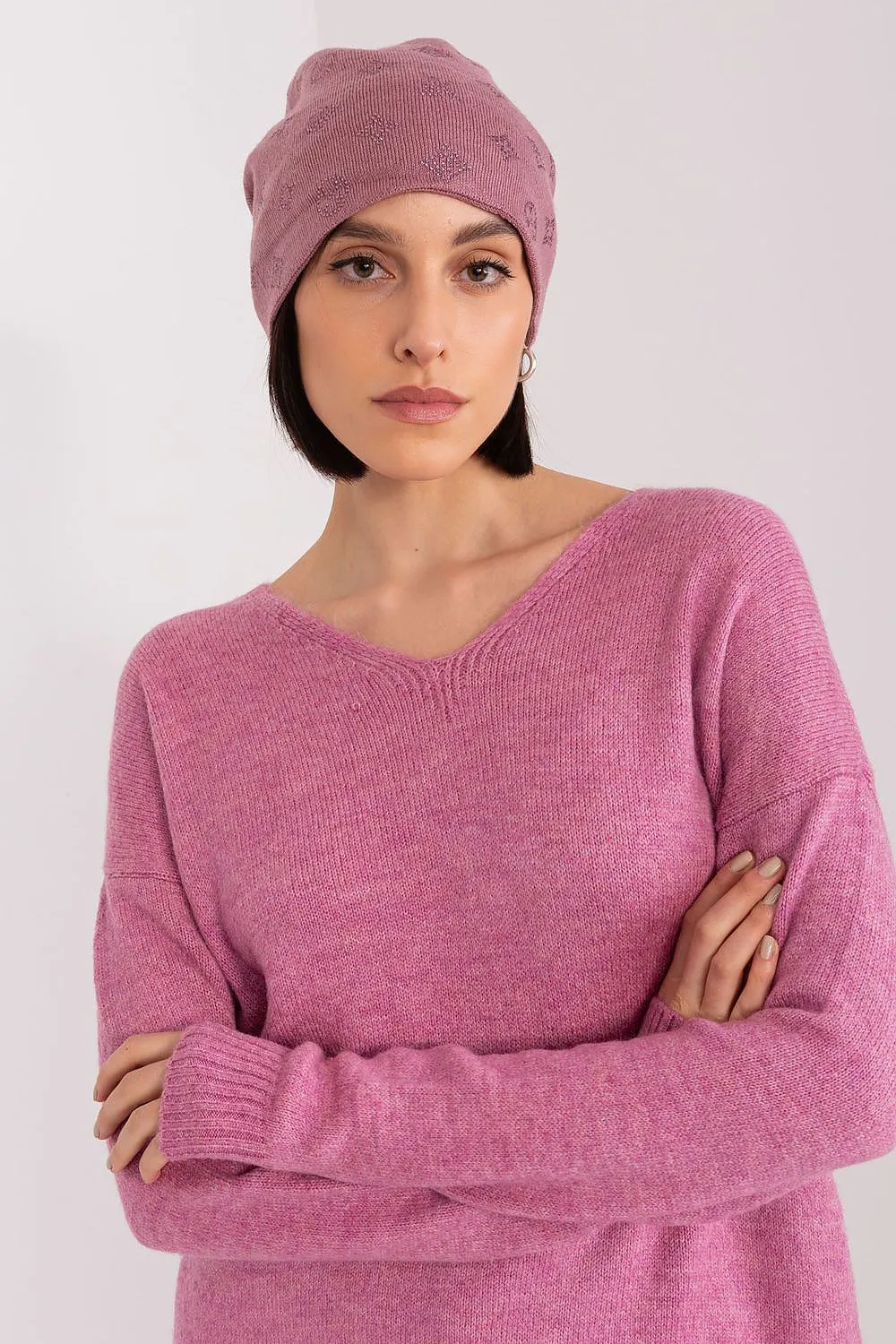 Warm winter beanie hat with cashmere