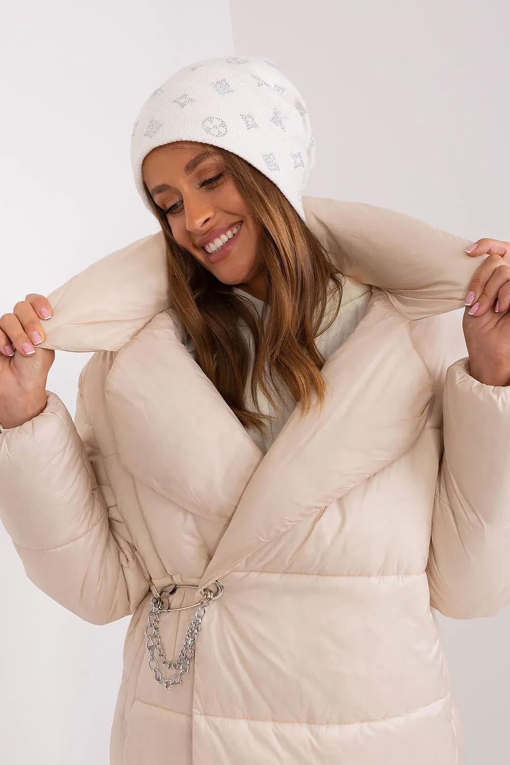Warm winter beanie hat with cashmere