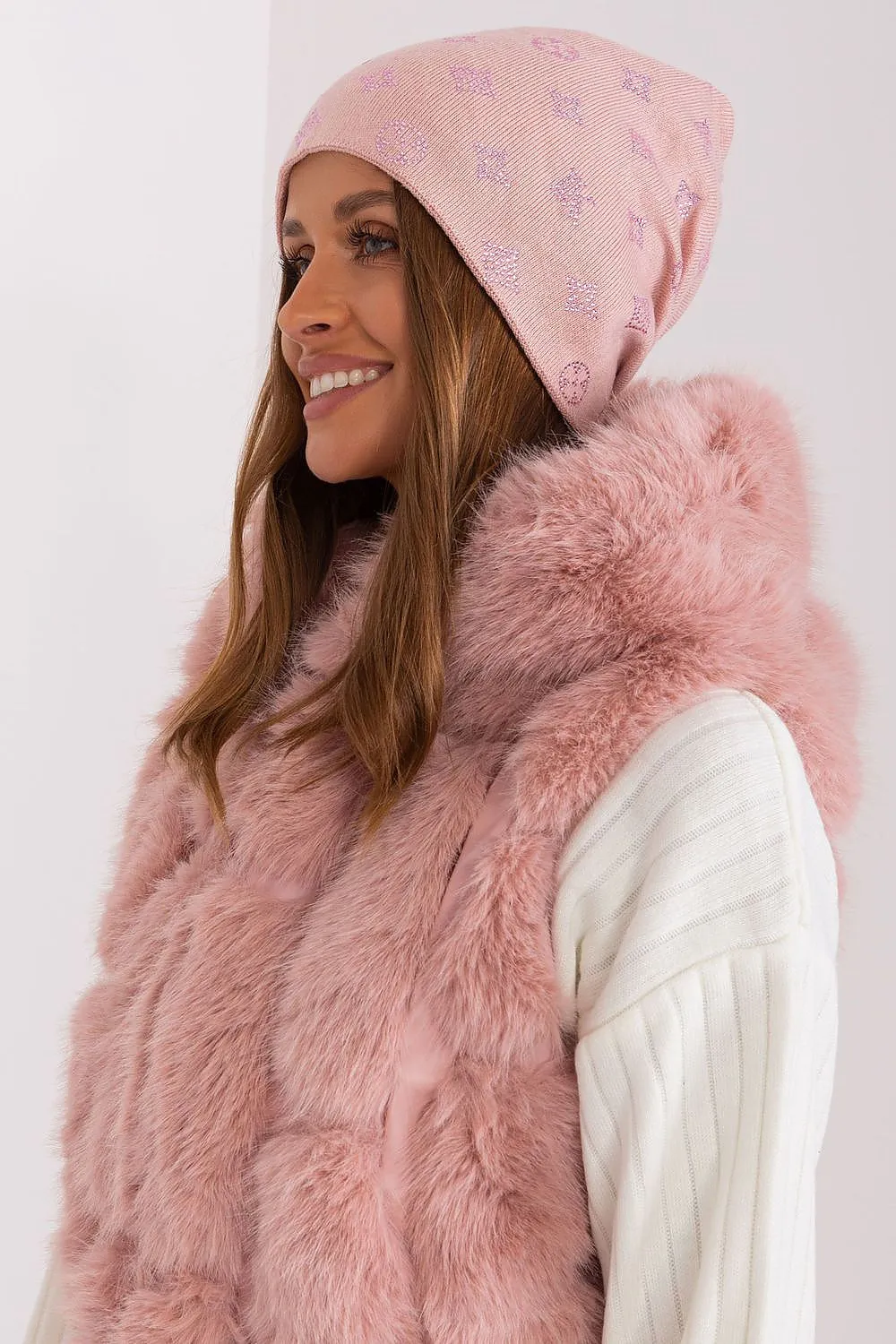 Warm winter beanie hat with cashmere