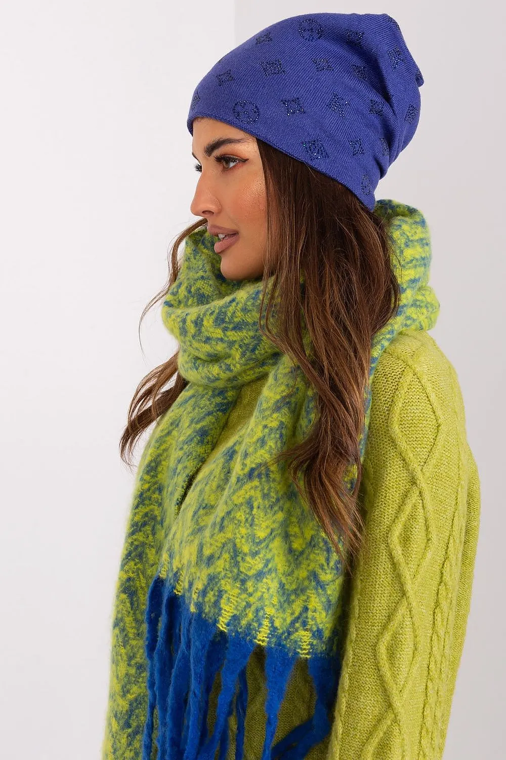 Warm winter beanie hat with cashmere