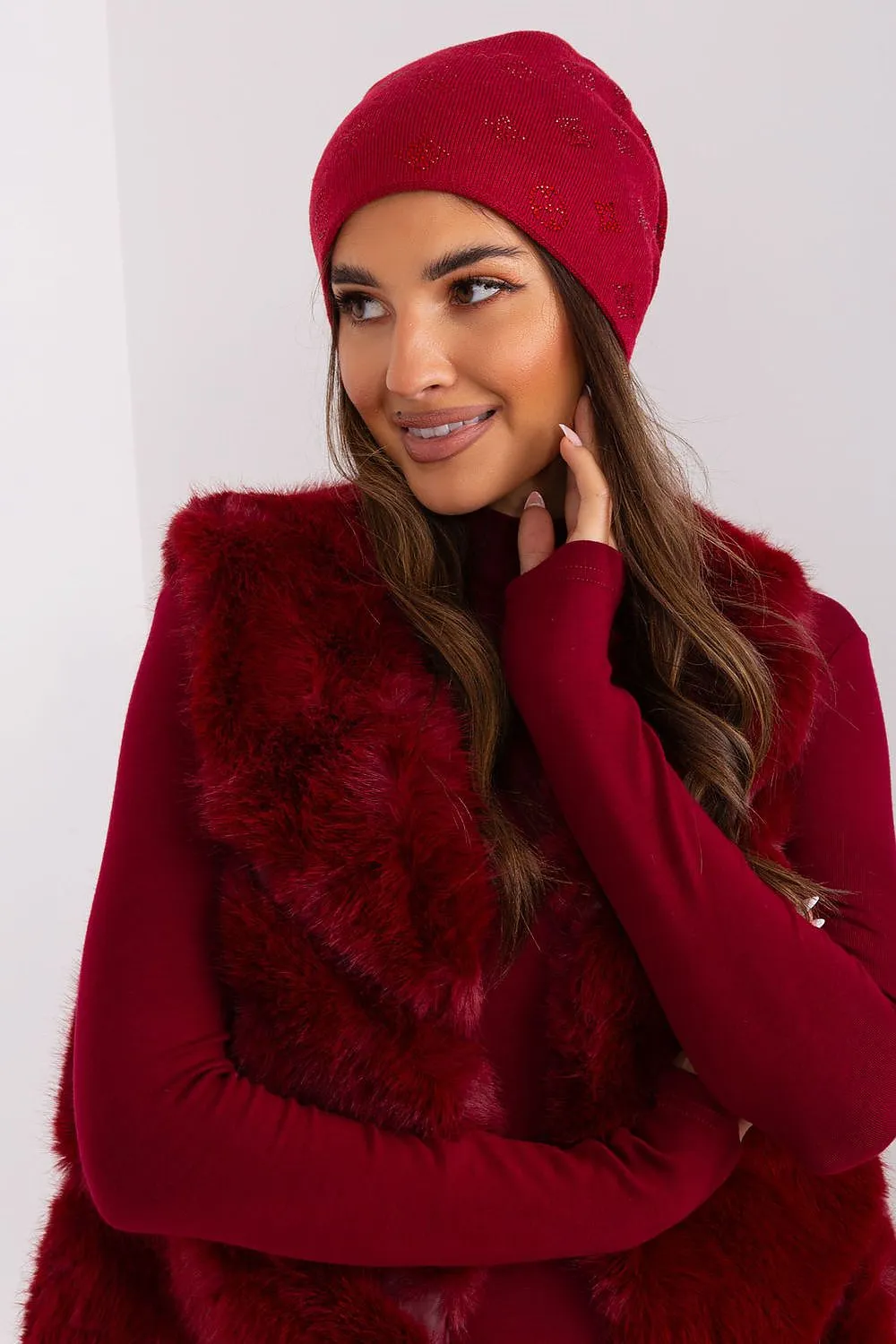 Warm winter beanie hat with cashmere