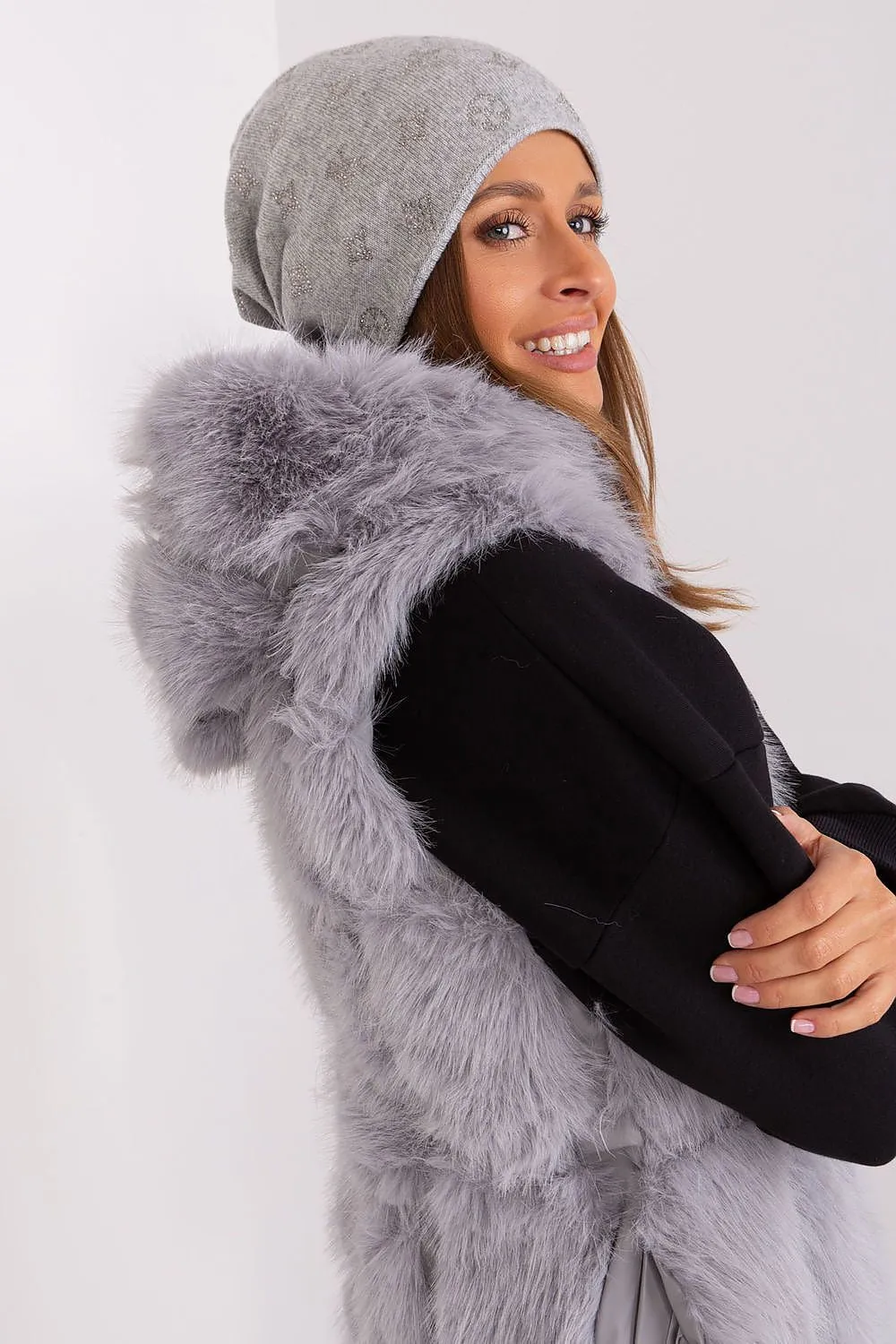 Warm winter beanie hat with cashmere