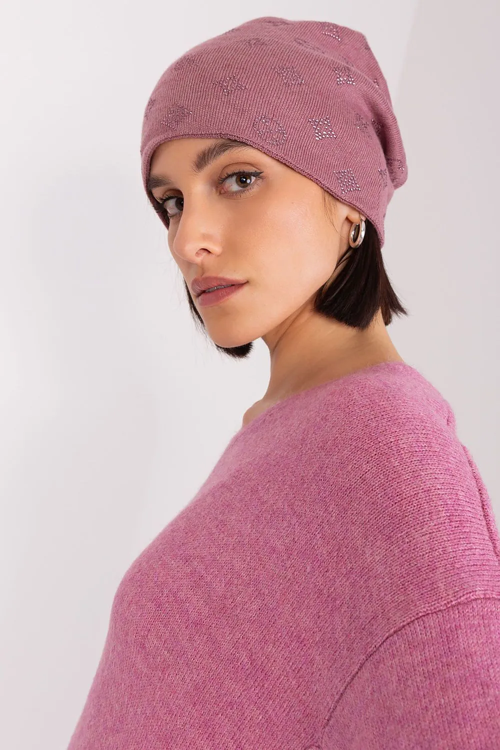 Warm winter beanie hat with cashmere